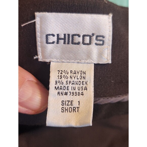 Chico's Size 1(8) Short Dark Brown Rayon/Nylon Straight Legs Button Slacks/pants - Picture 6 of 10